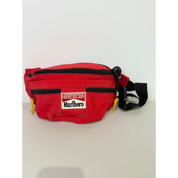 Vtg 90's Marlboro Adventure Team Red Fanny Pack 3 Pocket, missing canteen - Picture 1 of 11